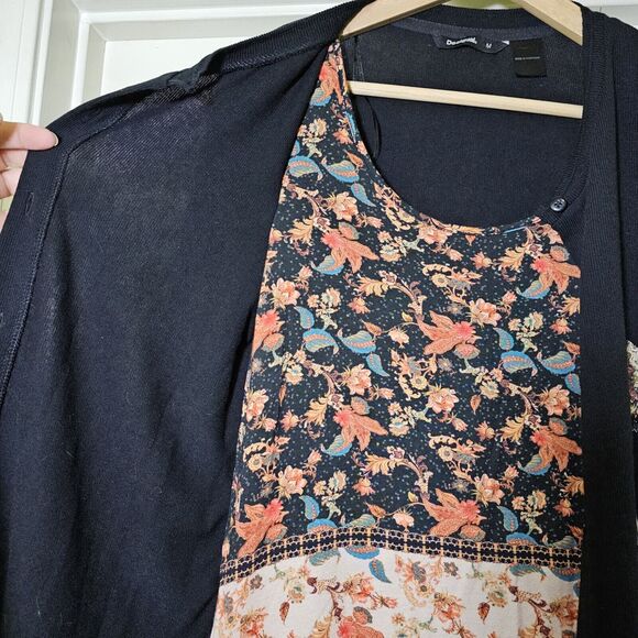 Desigual Women's Cardigan / Top Dark Floral Size Medium - Picture 5 of 9